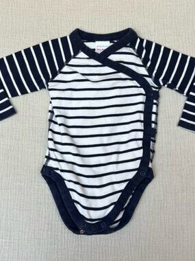 Hanna Andersson Striped Navy Bodysuit 18-24 months